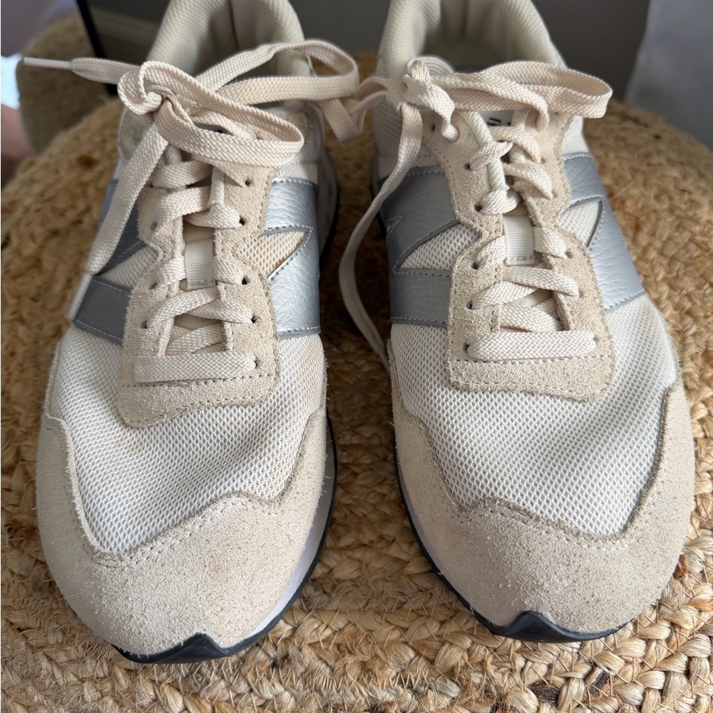 New Balance Beige and Silver Athletic Shoes